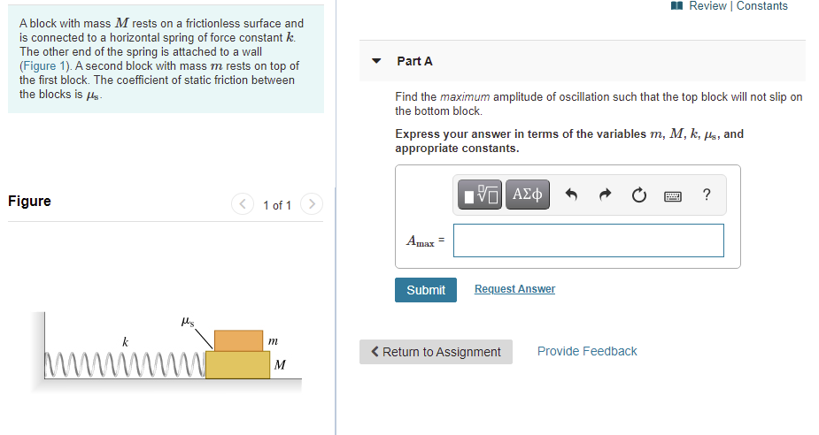 Solved Review Constants An Object Is Undergoing Simple Chegg