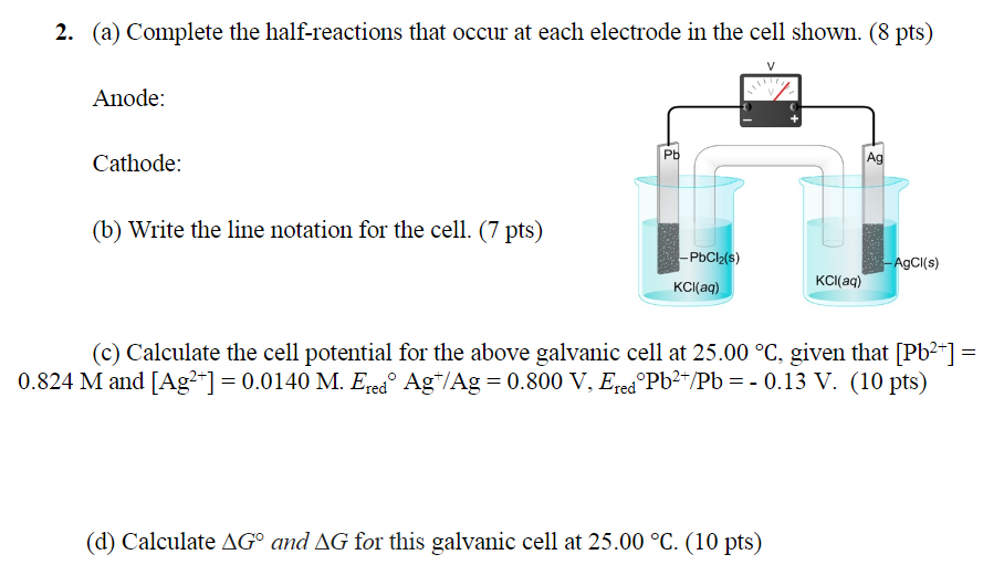 Solved A Complete The Half Reactions That Occur At Each Chegg