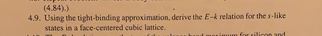 Solved Using The Tight Binding Approximation Chegg