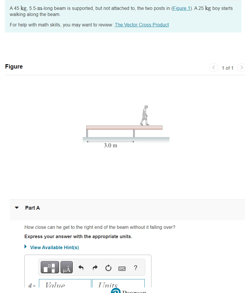 A Kg M Long Beam Is Supported But Not Chegg