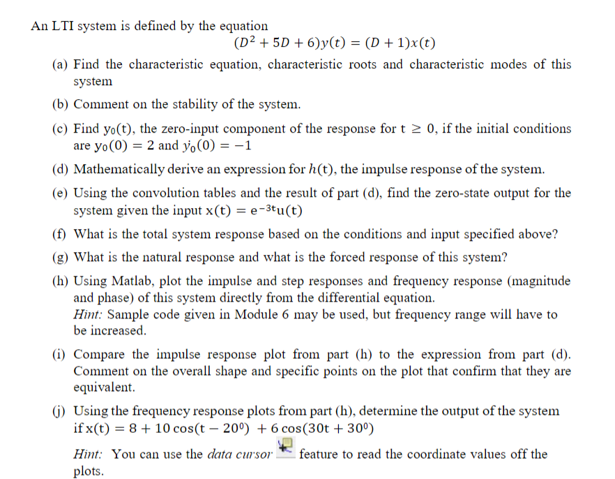 Solved An Lti System Is Defined By The Equation Chegg