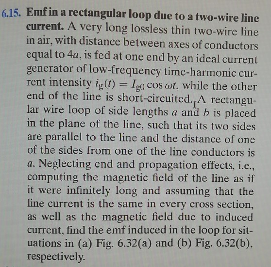 Solved Emfin A Rectangular Loop Due To A Two Wire Line Chegg