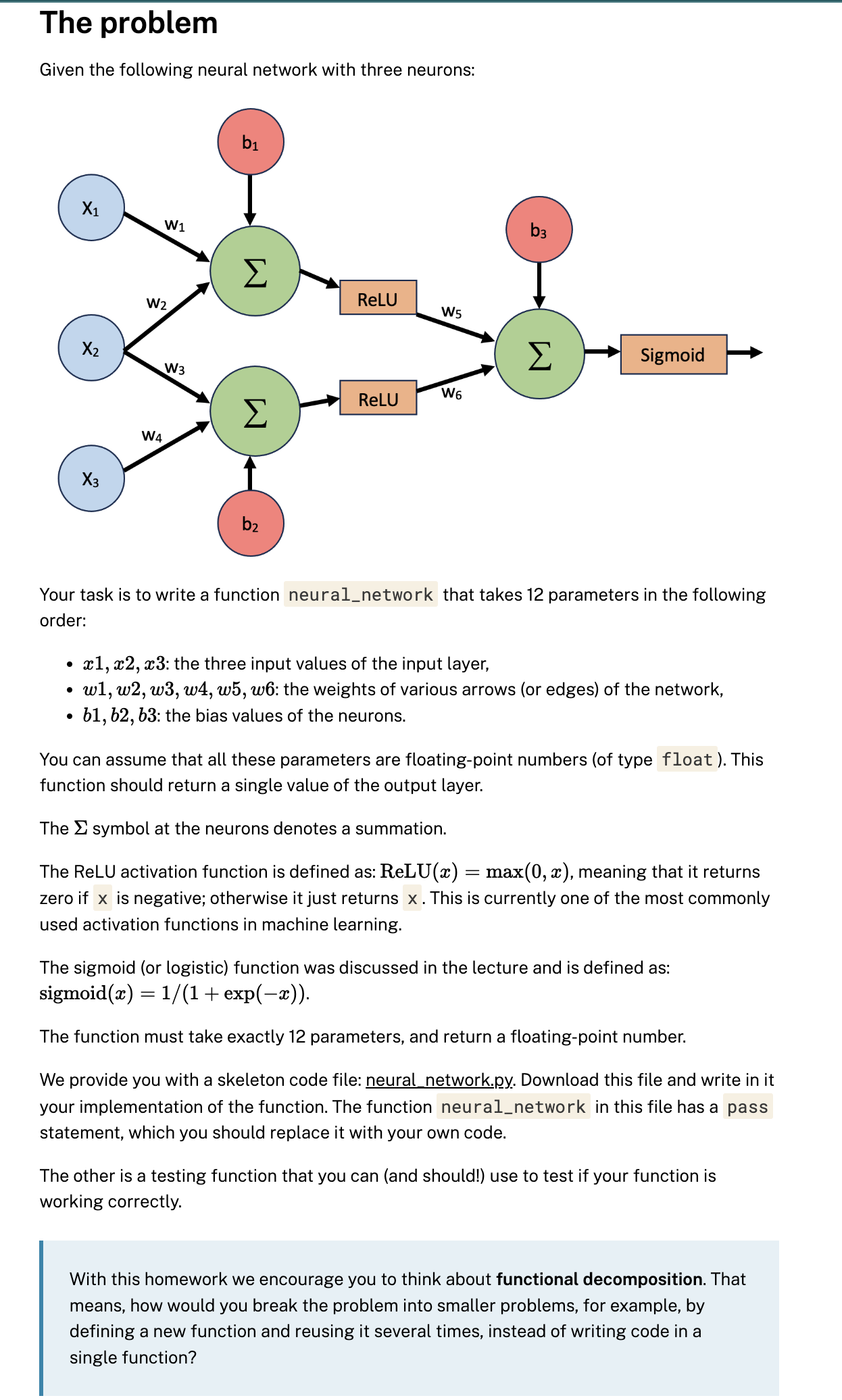 Solved The Problem Given The Following Neural Network With Chegg