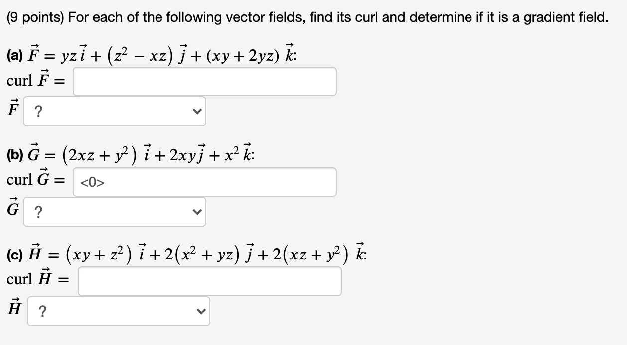 Solved Points For Each Of The Following Vector Fields Chegg