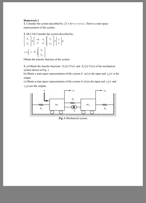 Solved Homework Consider The System Described By Y Y Chegg