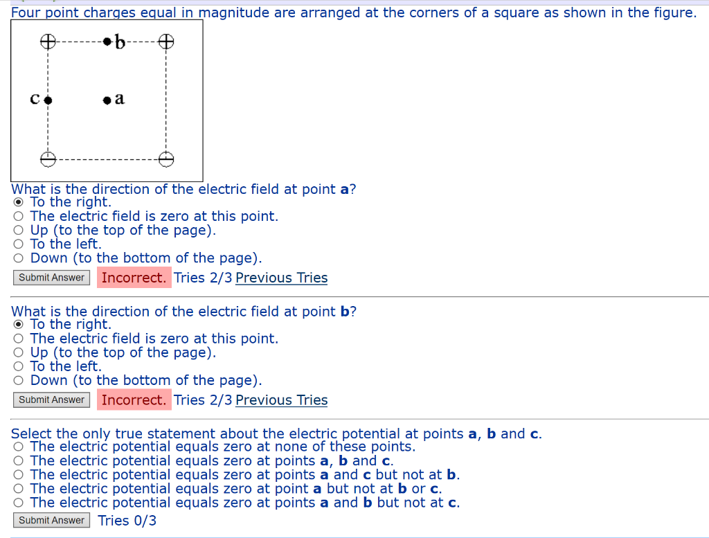 Solved Four Point Charges Equal In Magnitude Are Arranged At Chegg