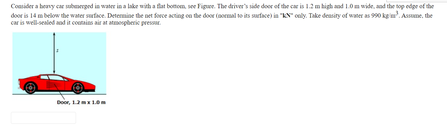 Solved Consider A Heavy Car Submerged In Water In A Lake Chegg