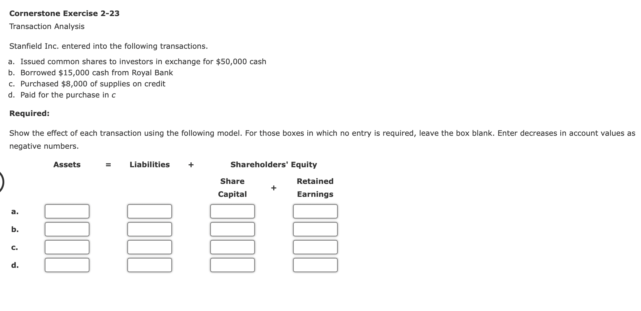 Solved Cornerstone Exercise Transaction Chegg