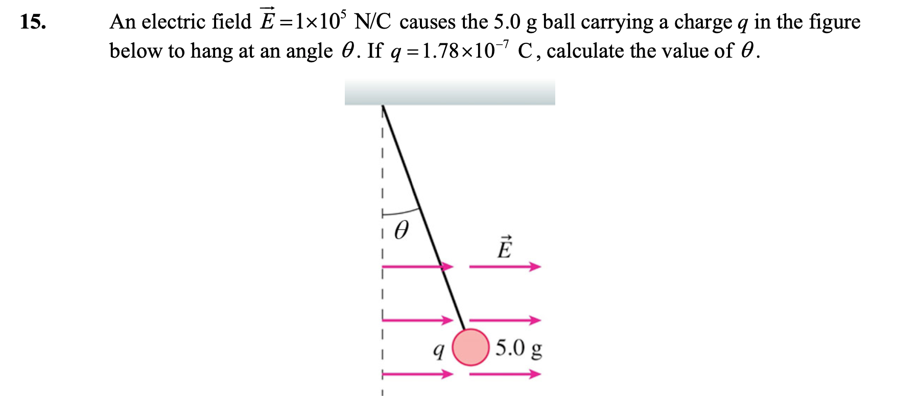 Solved An Electric Field E N C Causes The G Ball Chegg