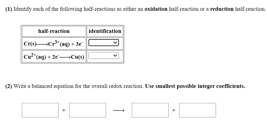 Solved Identify Each Of The Following Half Reactions As Chegg