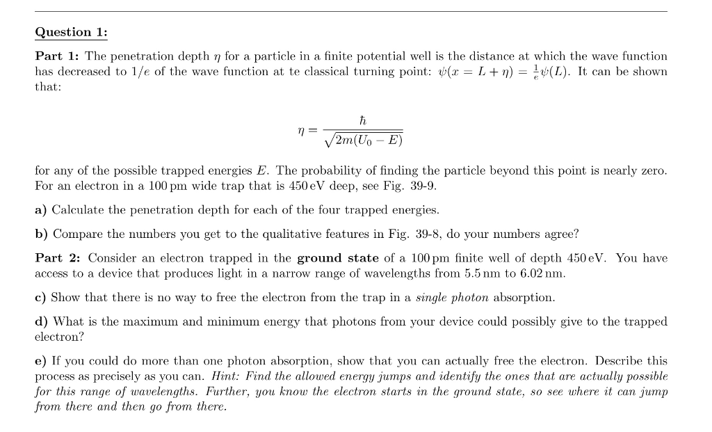 Solved Question Part The Penetration Depth N For A Chegg