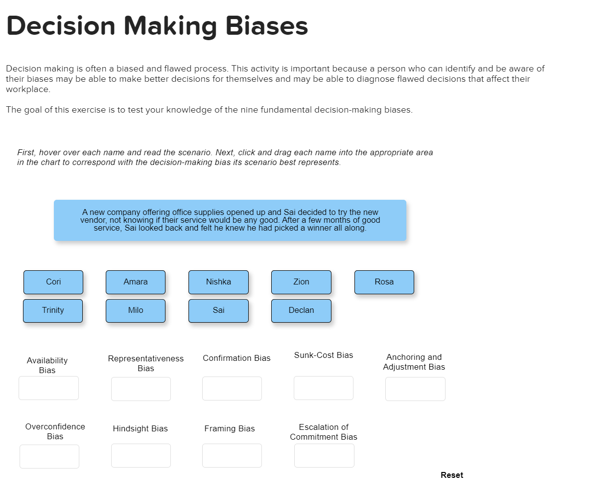 Solved Decision Making Biases Decision Making Is Often A Chegg