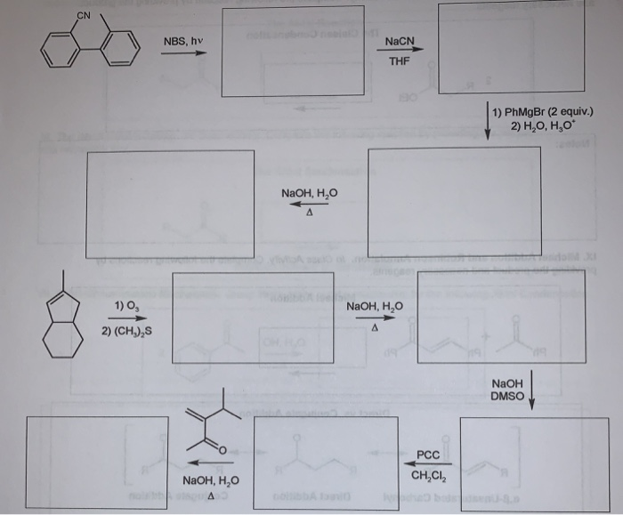 Solved CN NBS Hv NaCN THF 1 PhMgBr 2 Equiv 2 H2O H O Chegg