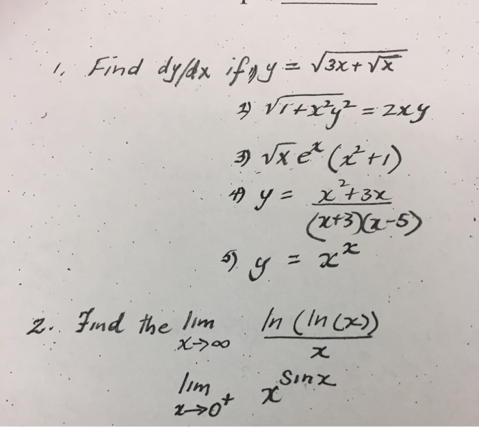 Solved Find Dy Dx If Y Squareroot 3x Squareroot X Chegg