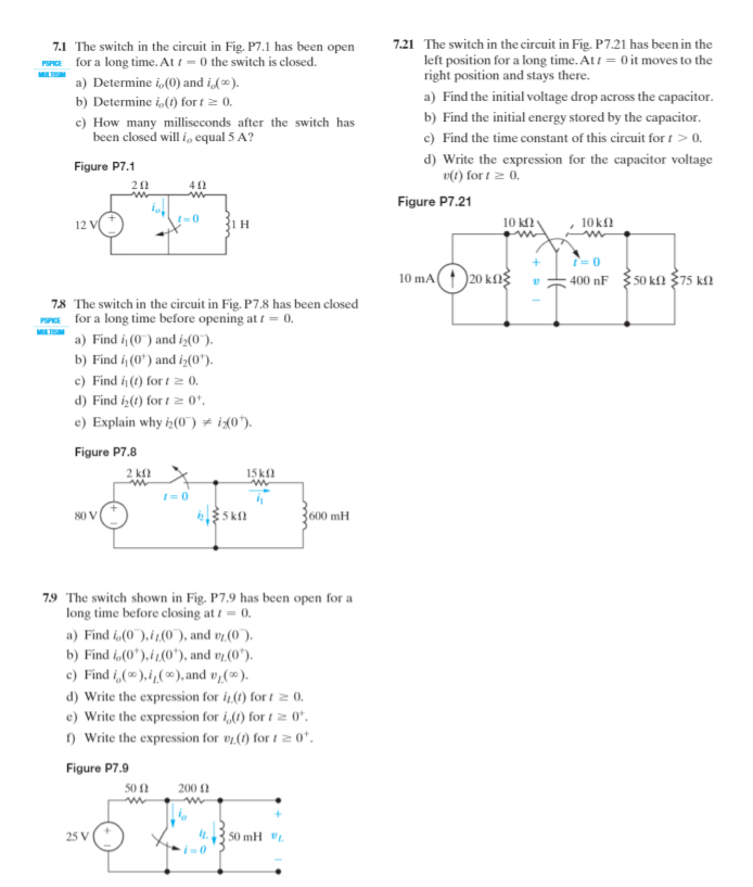 Solved The Switch In The Circuit In Fig P Has Been Chegg