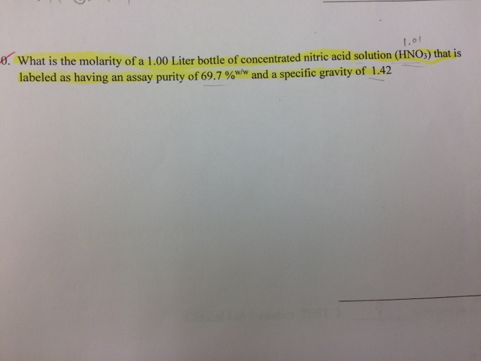molarity of nitric acid