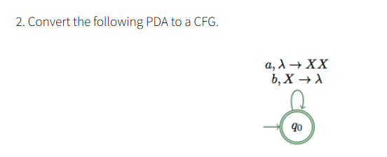 Solved 2 Convert The Following PDA To A CFG A XX B X X Chegg