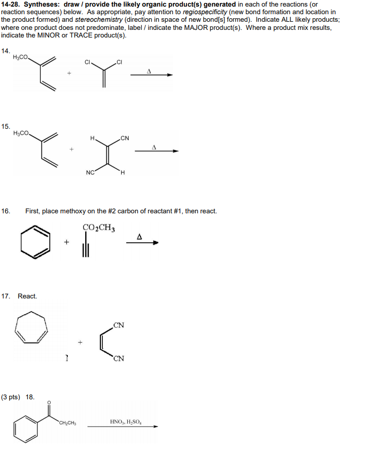 Solved Syntheses Draw Provide The Likely Organic Chegg