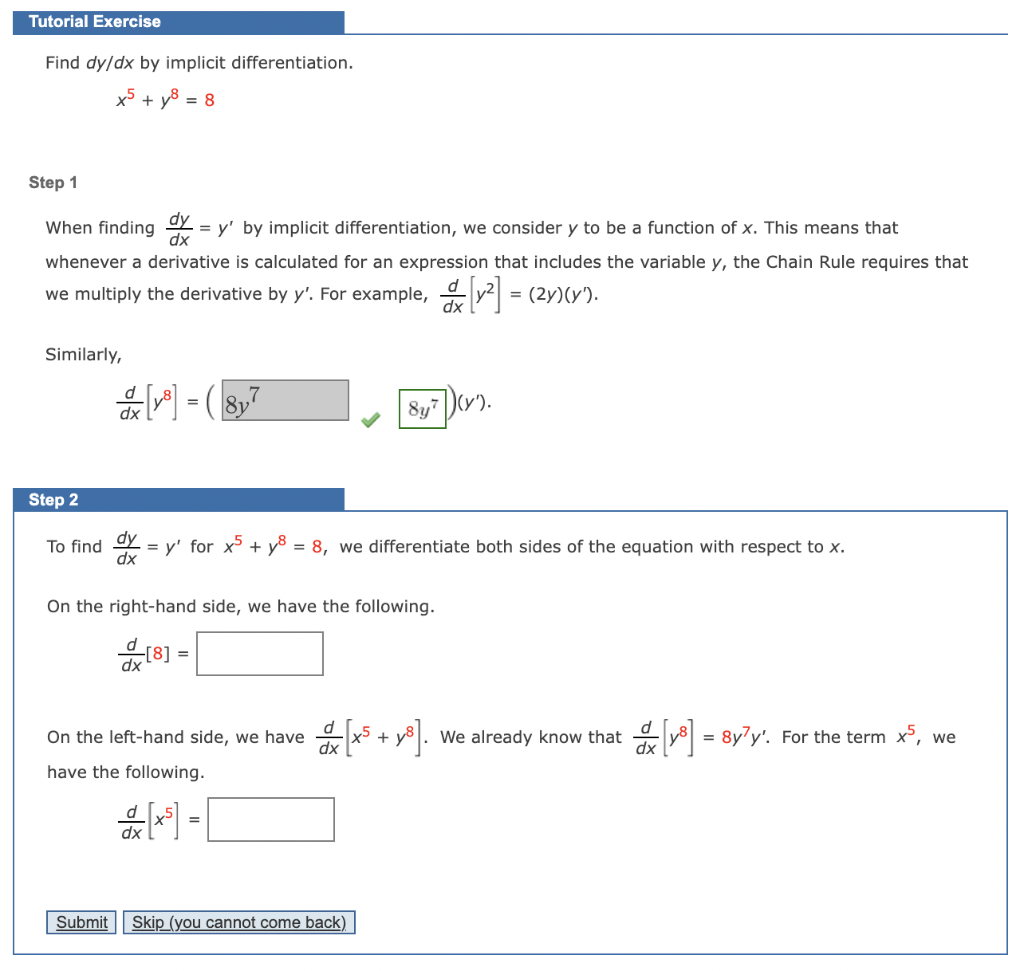 Solved Tutorial Exercise Find Dy Dx By Implicit Chegg