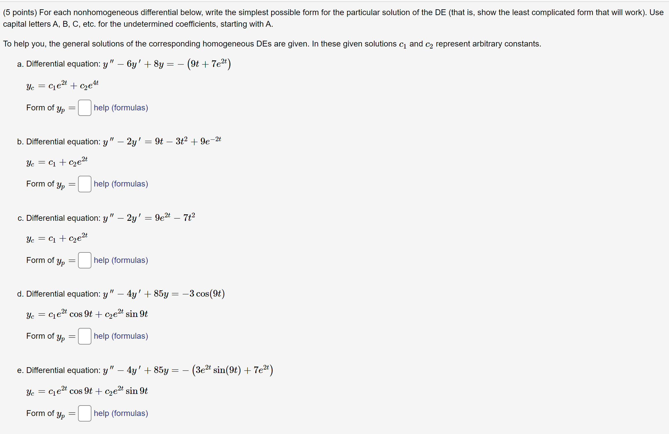 Solved Points For Each Nonhomogeneous Differential Chegg