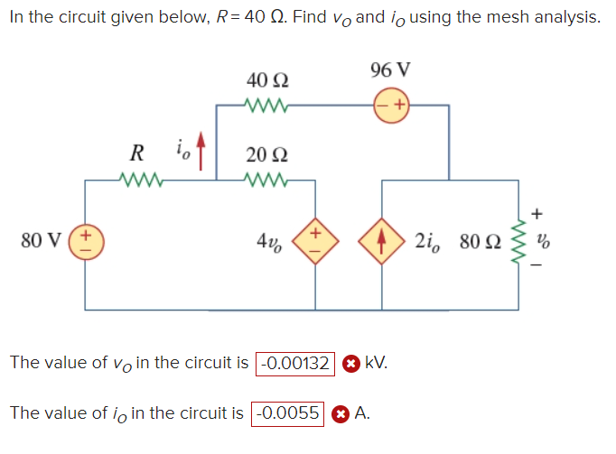 Solved In the circuit given below R 40Ω Find vO and iO Chegg