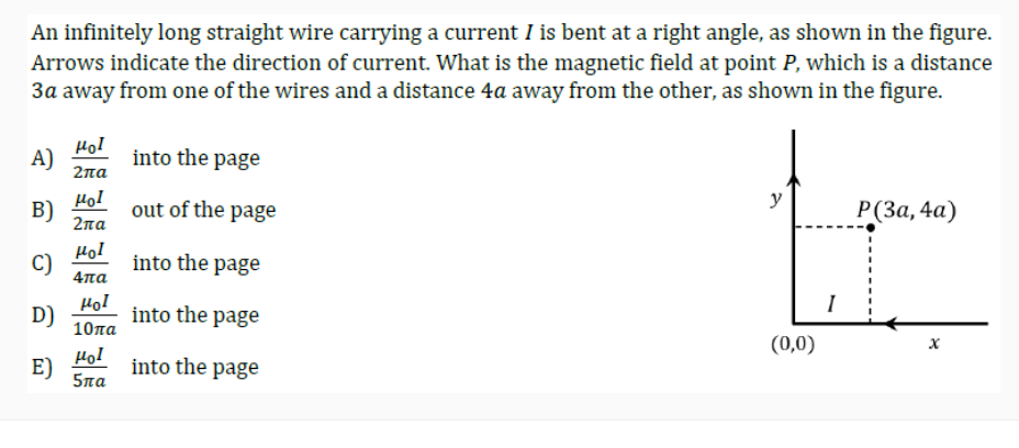 Solved An Infinitely Long Straight Wire Carrying A Current I Chegg