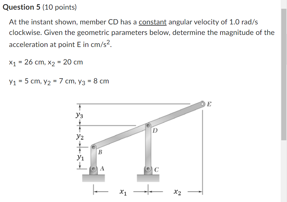 Solved Question 5 10 Points At The Instant Shown Member Chegg