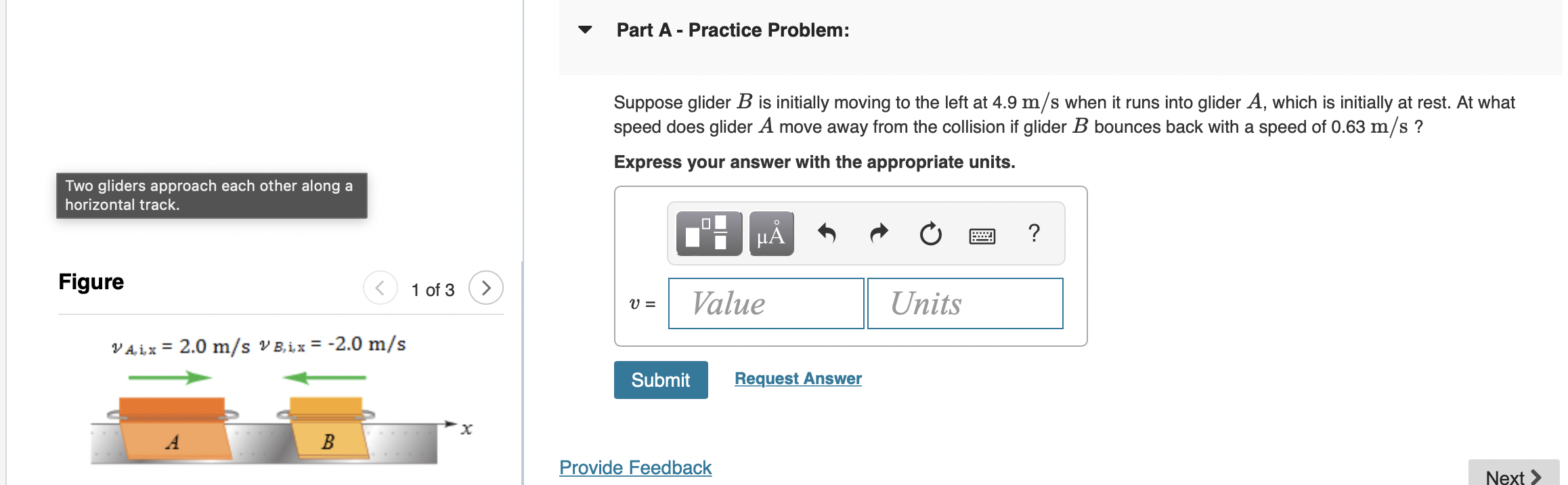 Solved Two Gliders Move Toward Each Other On A Linear Air Chegg