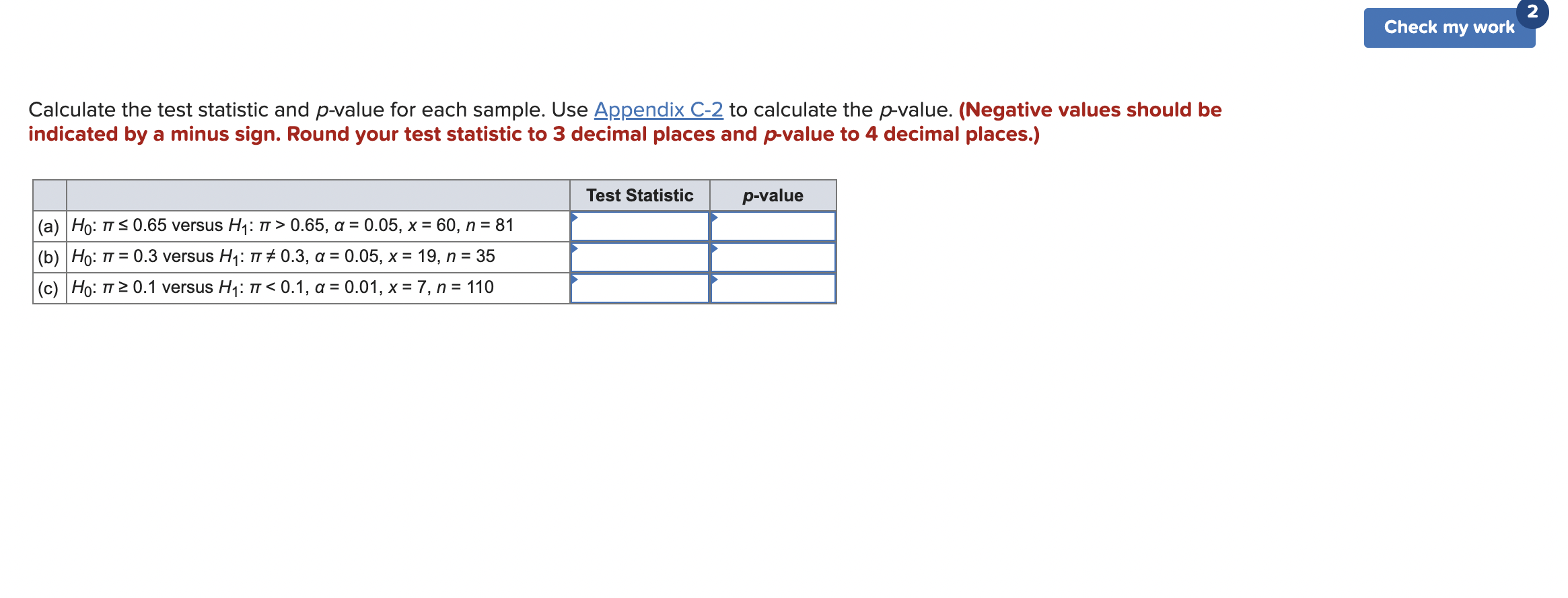 Solved Calculate The Test Statistic And P Value For Each Chegg