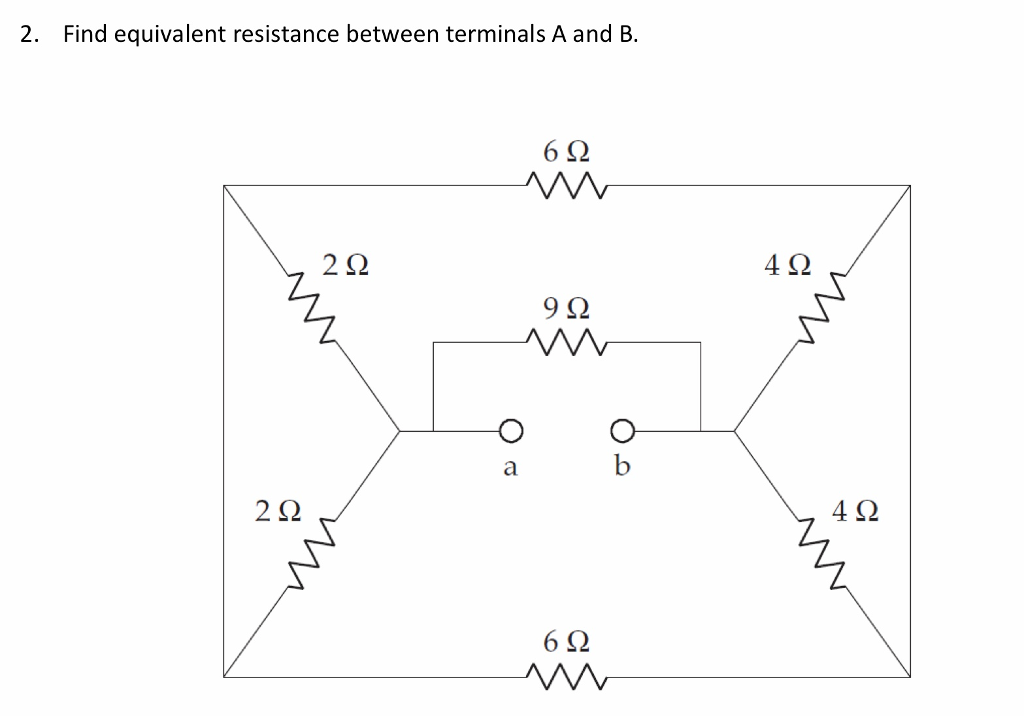 Solved Find Equivalent Resistance Between Terminals A And Chegg