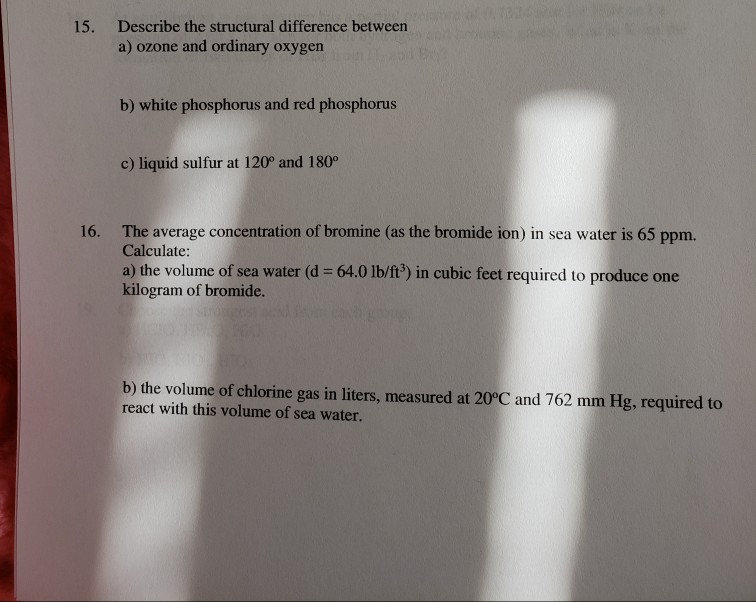 Solved 15 Describe The Structural Difference Between A Chegg