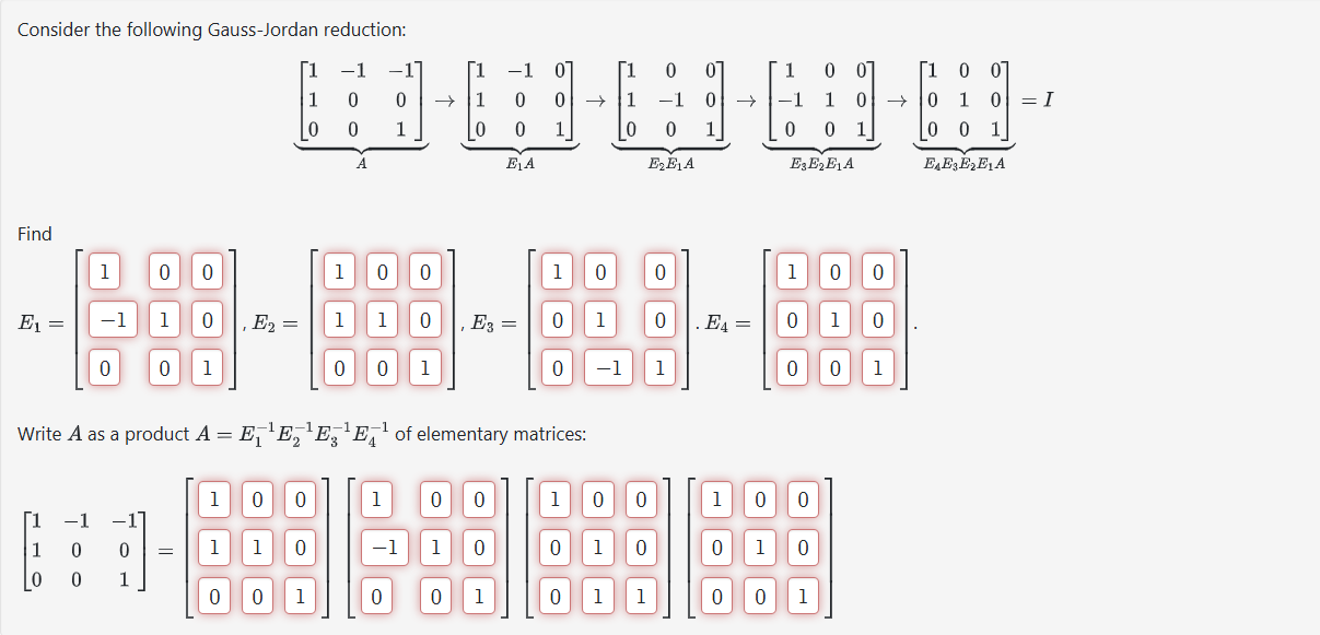 Consider The Following Gauss Jordan Chegg