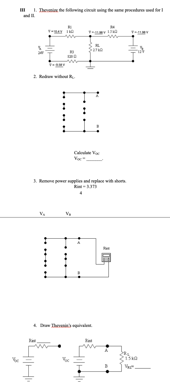 Solved Please Redraw In 2 And Find The V OC And V RL With Chegg