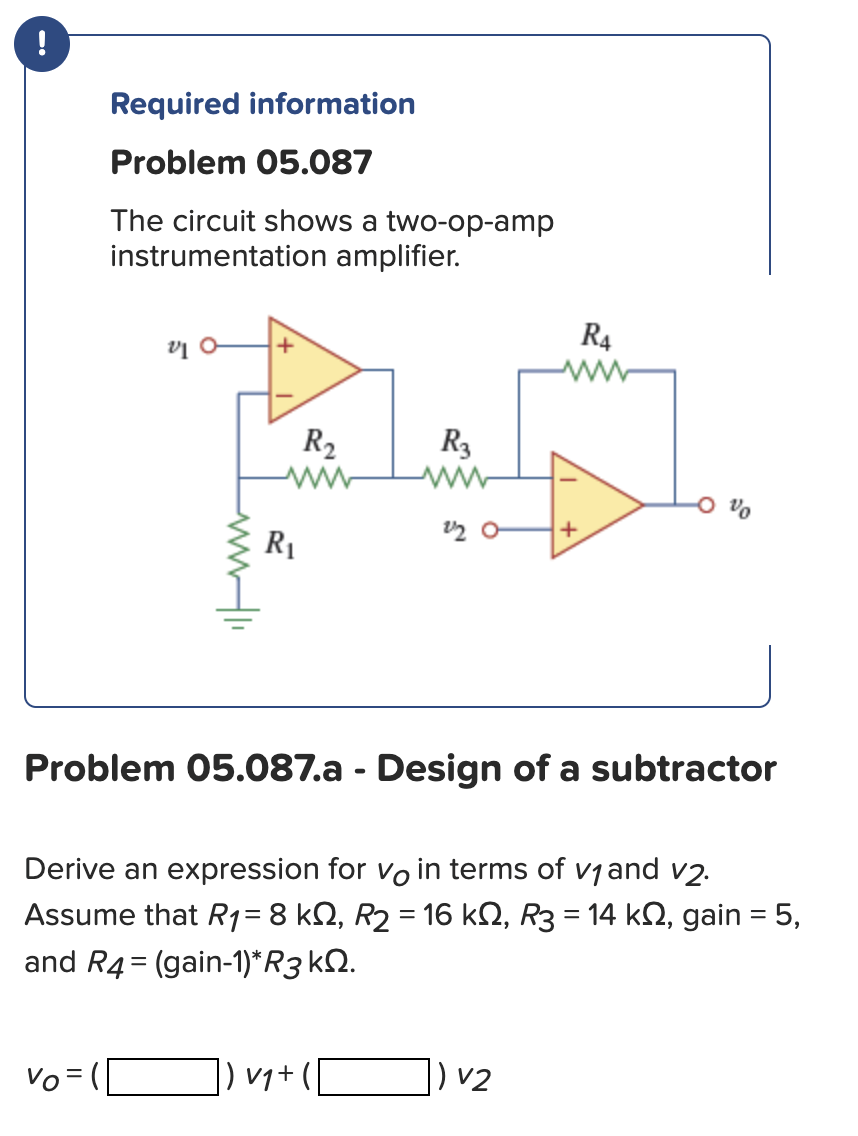 Solved The Circuit Shows A Two Op Instrumentation Chegg