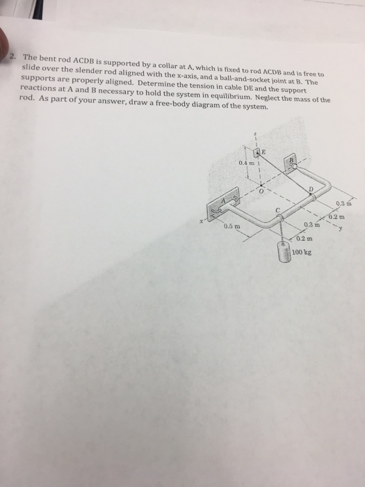 Solved Rod Ab Is Fixed To A Smooth Collar D Which Slides Chegg