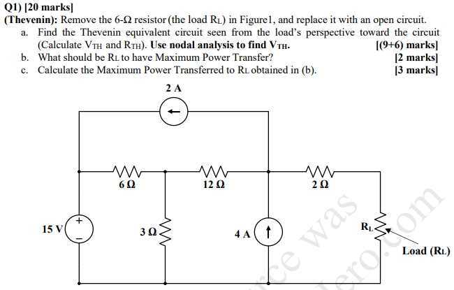 Solved Q Marks Thevenin Remove The Resistor Chegg