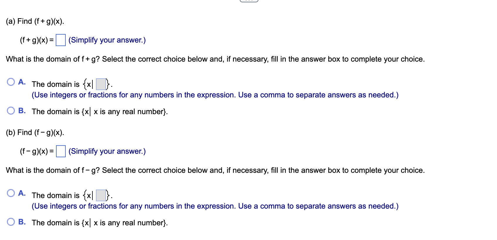 Solved For The Given Functions F And G Complete Parts Chegg