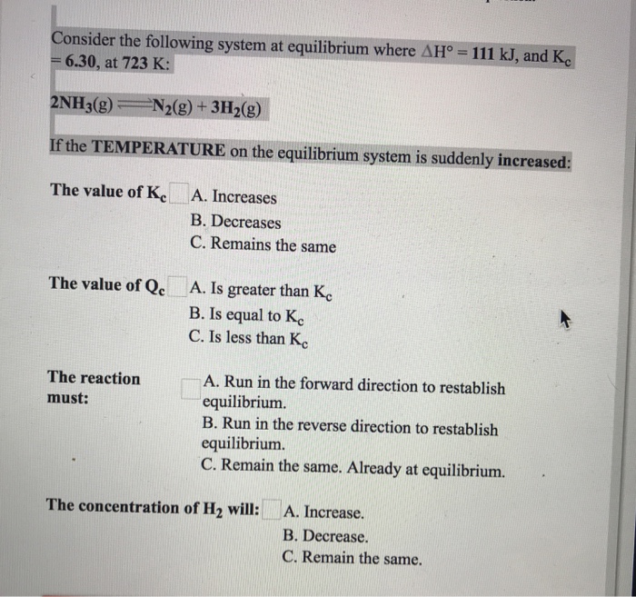 Solved Consider The Following System At Equilibrium Where Chegg