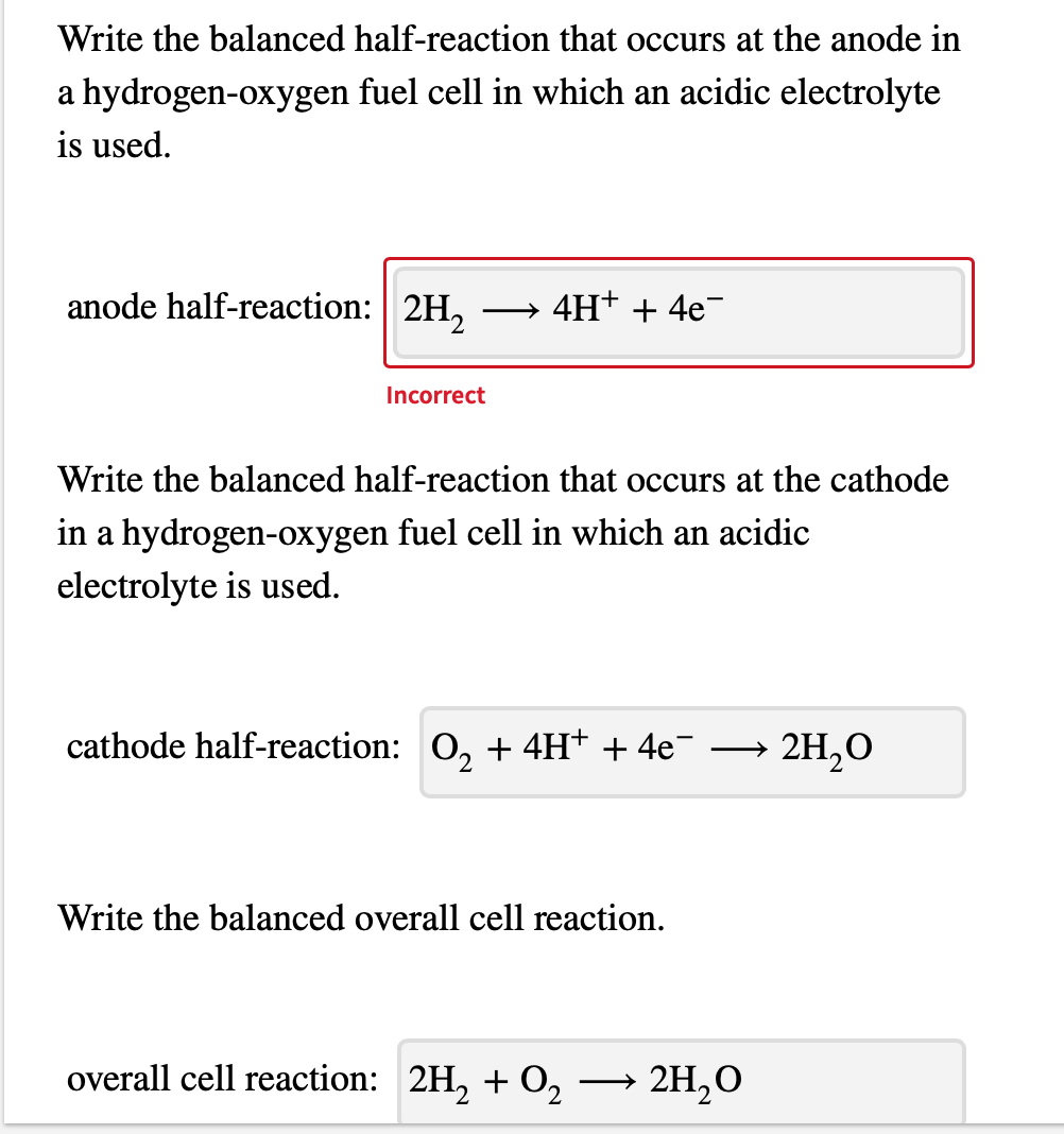 Solved Write The Balanced Half Reaction That Occurs At The Chegg