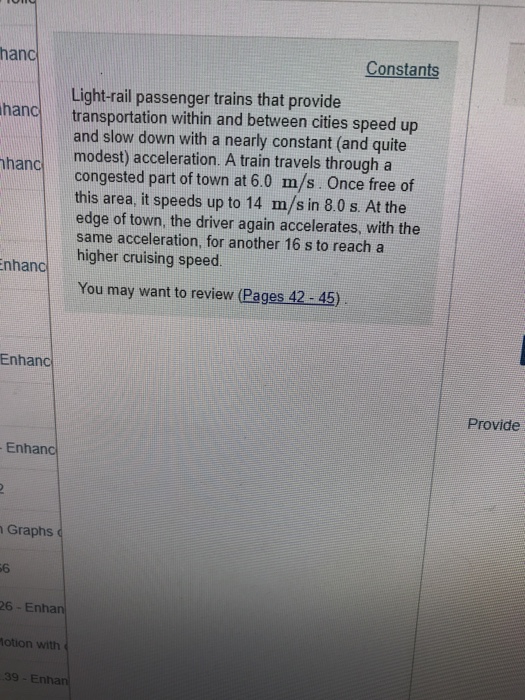 Solved Hanc Constants Light Rail Passenger Trains That Chegg