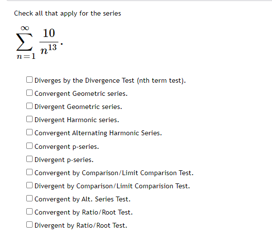 Solved Check All That Apply For The Series N 1n1310 Chegg