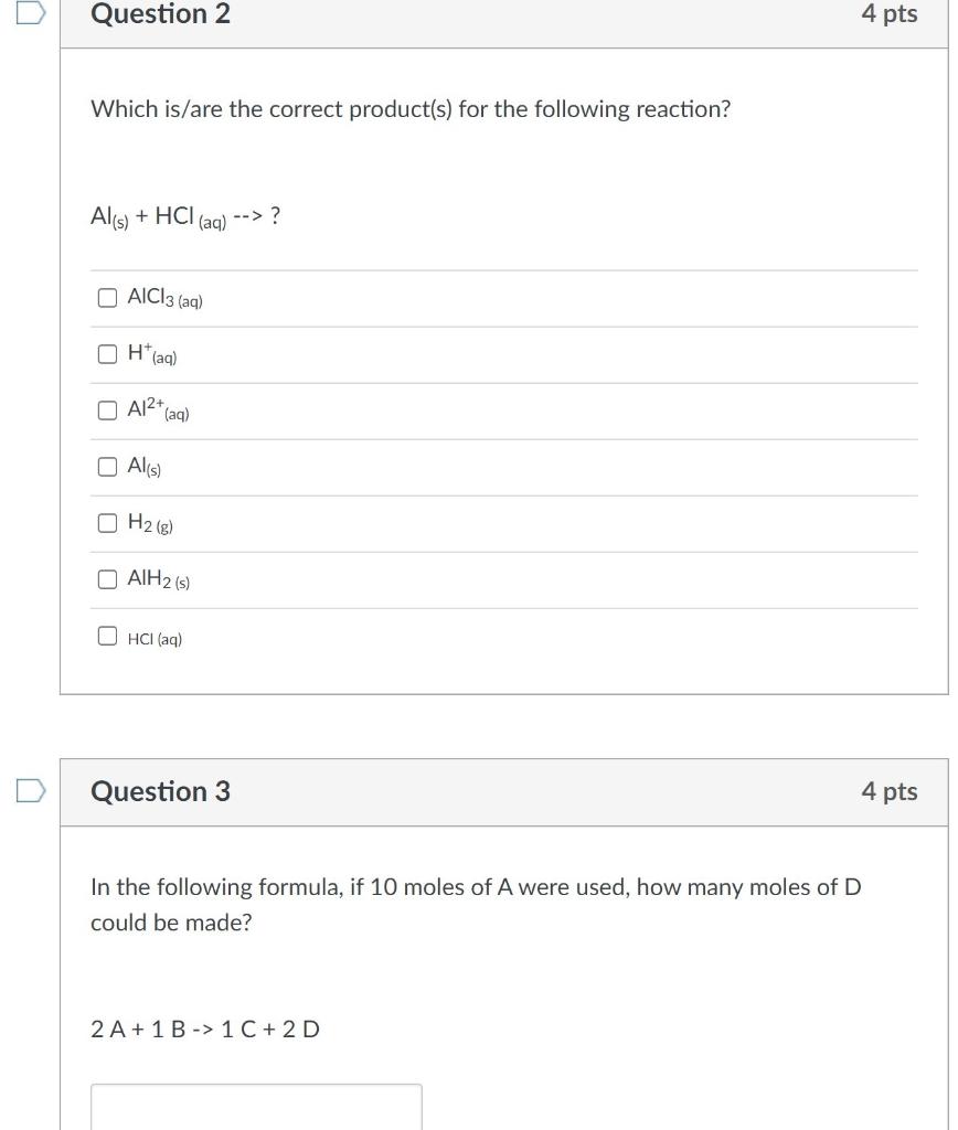 Solved Which Is Are The Correct Product S For The Following Chegg