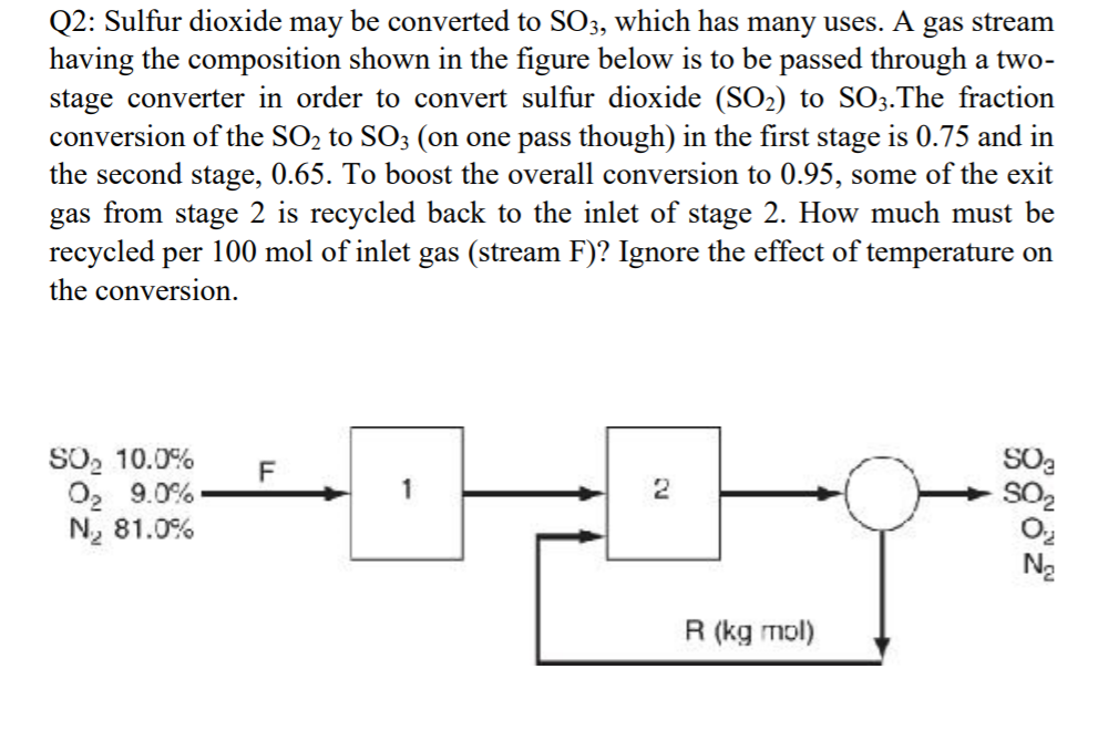 Solved Q Sulfur Dioxide May Be Converted To So Which Has Chegg