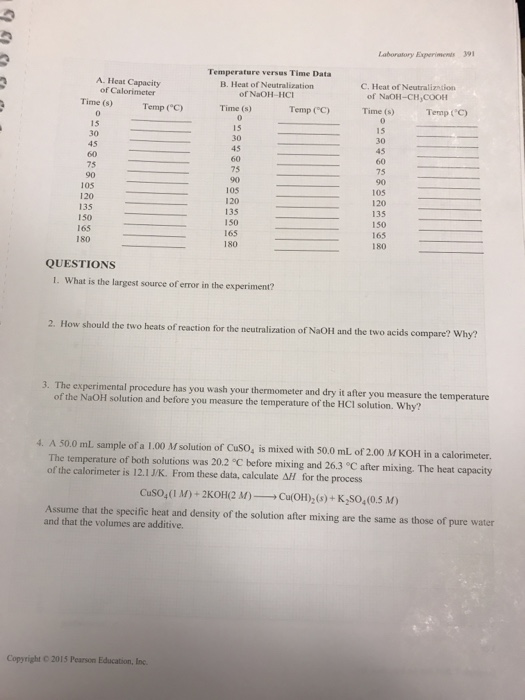 Solved Report Sheet Heat Of Neutralization Ture Of 48 6C Chegg