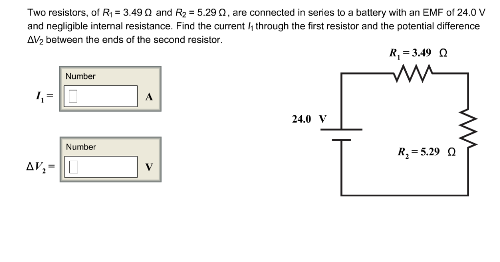 Solved Two resistors of R1 3 49 Ω and R2 5 29 Ω are Chegg