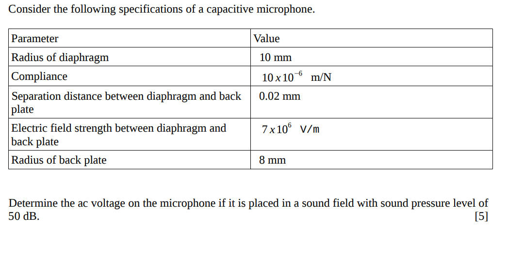 Solved Consider The Following Specifications Of A Capacitive Chegg