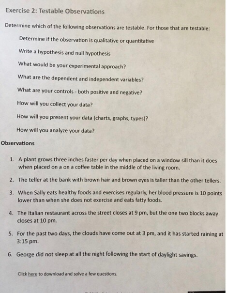 Solved Determine Which Of The Following Observations Below Chegg