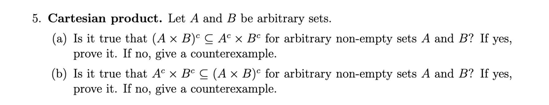 Solved Cartesian Product Let A And B Be Arbitrary Sets Chegg