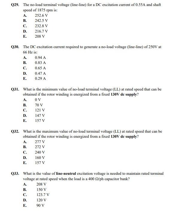 Solved Q Q Refer To The No Load Excitation Curve Of Chegg