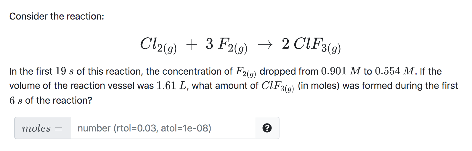 Solved Consider The Reaction Cl2 G 3 F2 G 2 ClF3 G Chegg